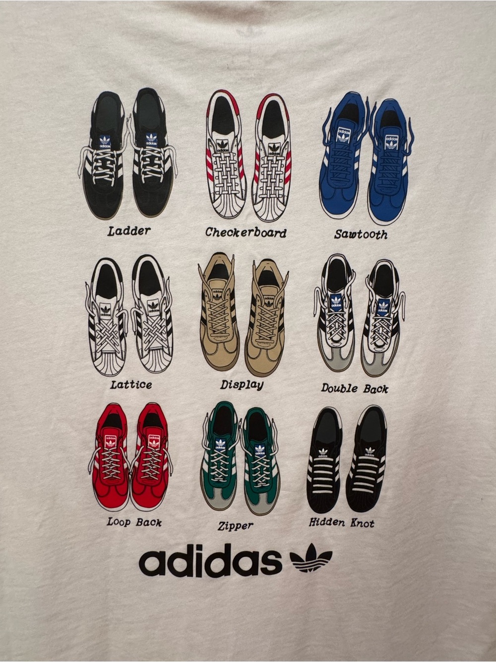adidas White T-Shirt with Black Trefoil and Sneaker Print - Boy Size L. - Picture 5 of 5